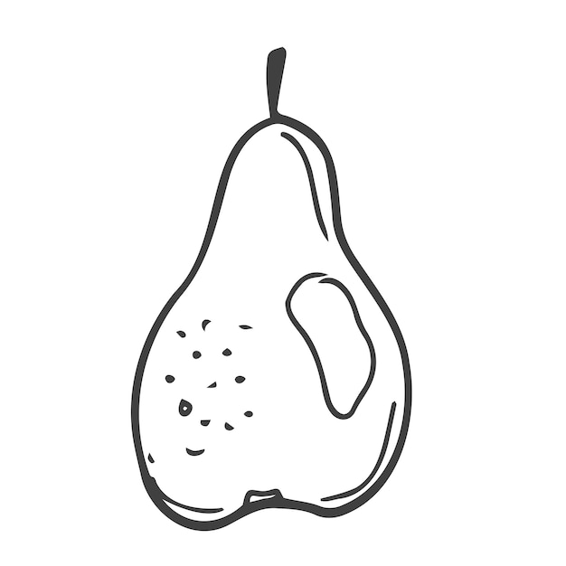 Rysunek linii owoców gruszki Czarno-biały wektor minimalistyczna ilustracja liniowa w stylu Bazgroły