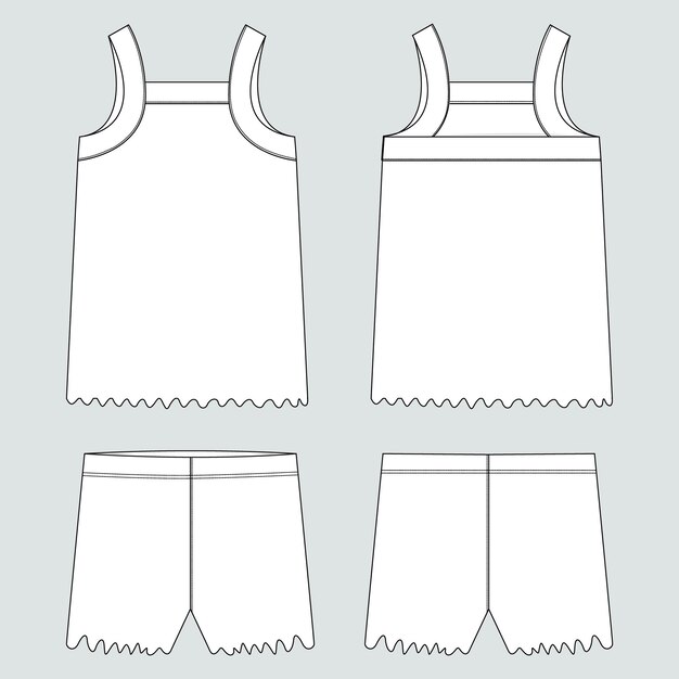Plik wektorowy rysunek linii spódnicy z wyciętą spódnicą.