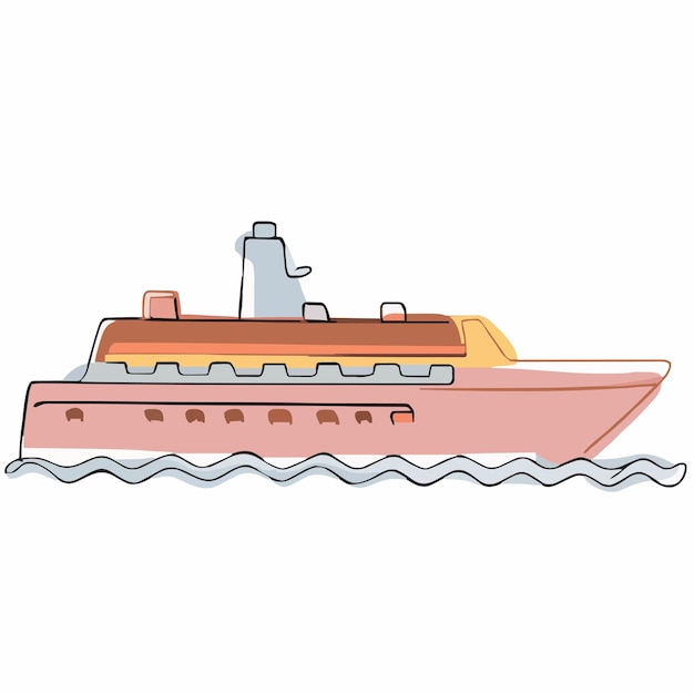 Plik wektorowy rysunek łodzi z dużym statkiem na górze
