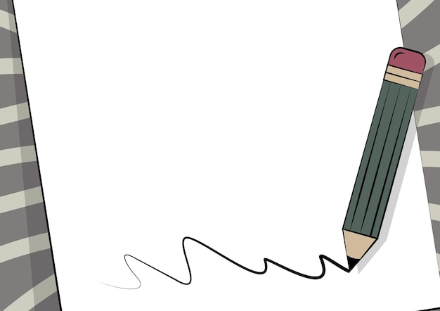 Plik wektorowy rysunek ołówkiem na wierzchu kartki papieru do rysowania długopisem z gumką umieszczoną na