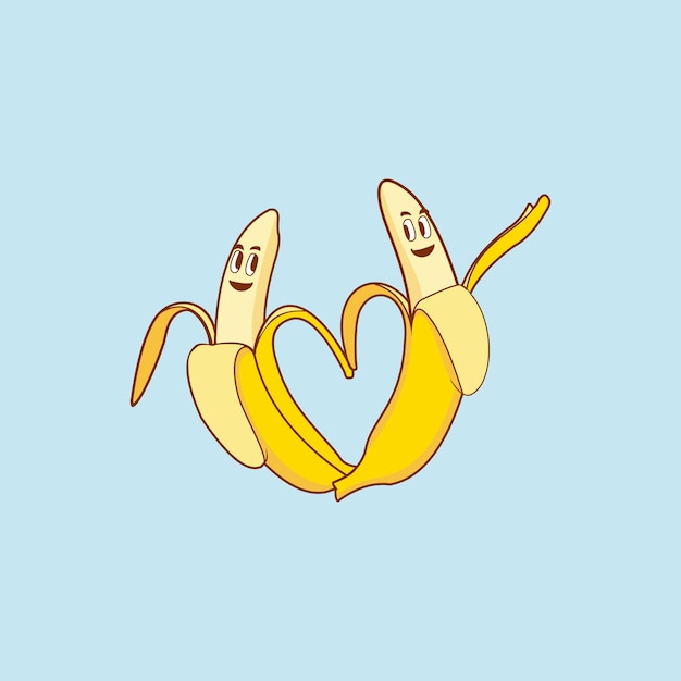 Plik wektorowy rysunek przedstawiający dwa banany tworzące kształt serca