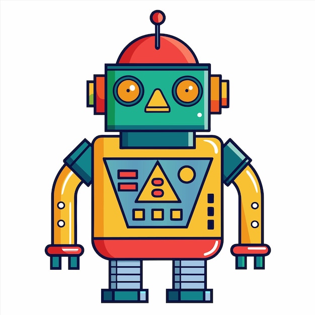 rysunek robota, który ma czerwoną i zieloną twarz