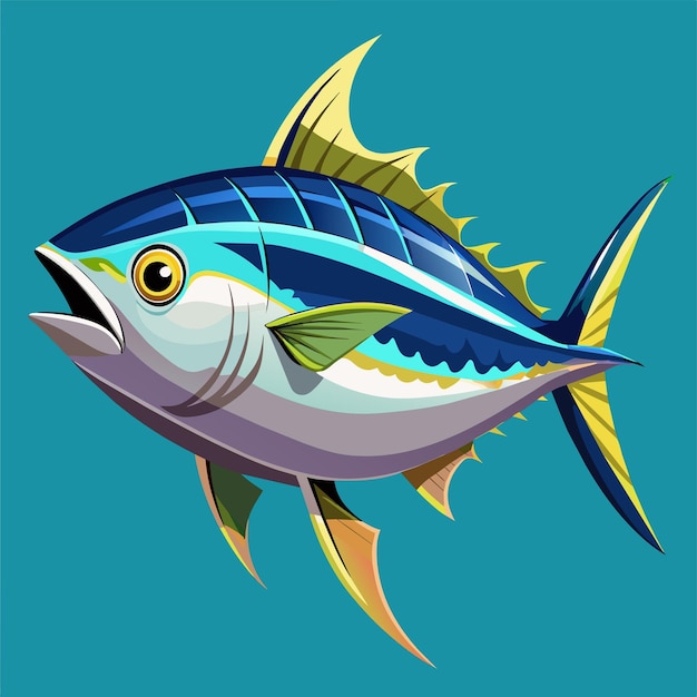 Plik wektorowy rysunek ryby na niebieskim tle z żółtymi oczami