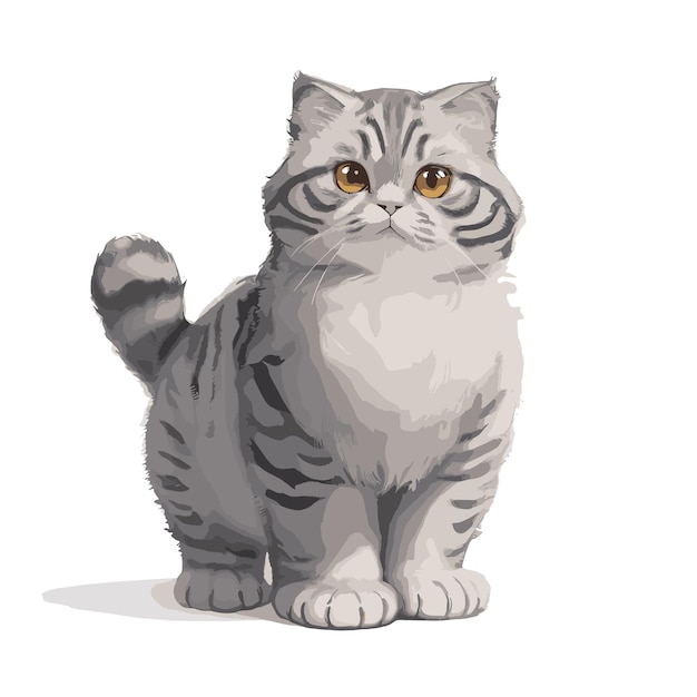 Rysunek Scottish Fold Cat Z Edytowalnymi Funkcjami Ilustracja Wektorowa