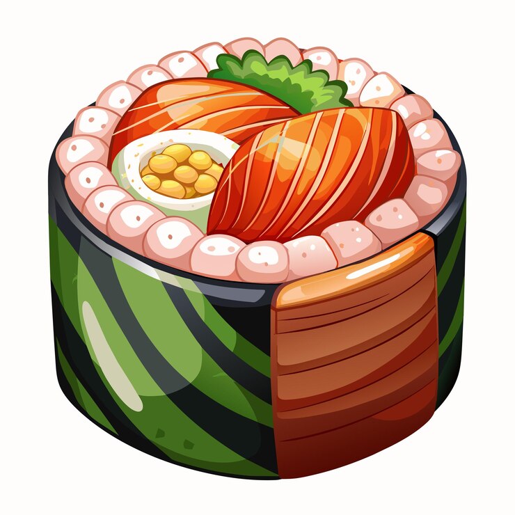 Wektor rysunek sushi z obrazem sushi na nim