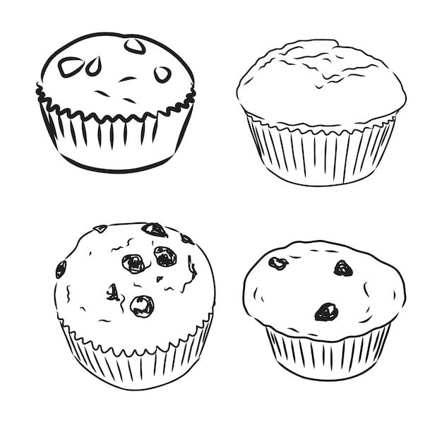 Rysunek szkic wektor ciastko cupcake