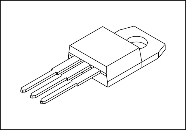 Rysunek techniczny mosfetu. element obwodu elektronicznego. Stockowa ilustracja wektorowa na białym na białym tle