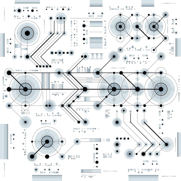 Plik wektorowy rysunek techniczny z liniami przerywanymi i geometrycznymi kształtami, tapeta wektorowa futurystyczna technologia, projekt techniczny.