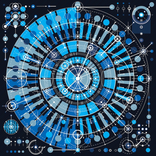 Rysunek techniczny z liniami przerywanymi i geometrycznymi kształtami, tapeta wektorowa futurystyczna technologia, projekt techniczny.