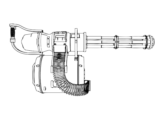 Plik wektorowy rysunek wektoru karabinu maszynowego