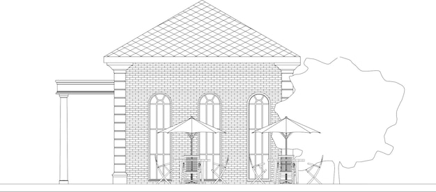 Plik wektorowy rysunek z zewnątrz budynku przedstawia zewnętrzną stronę budynku.