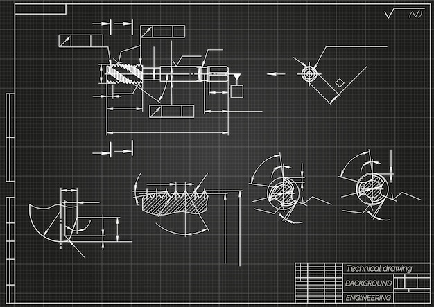 Rysunki Inżynierii Mechanicznej Na Jasnym Tle Narzędzia Klawiszowe Borer Projekt Techniczny Okładka Blueprint Ilustracja Wektorowa