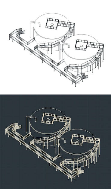 Plik wektorowy rysunki zbiornika magazynowego