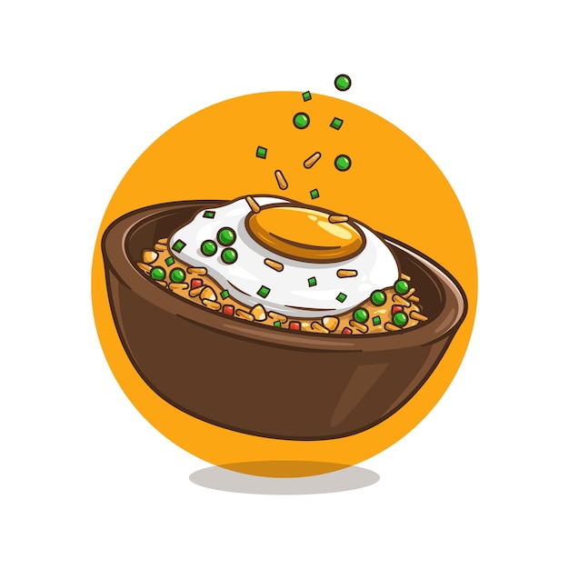 Ryż Smażony Z Dodatkowo Smażonymi Jajkami Pyszne Indonezyjskie Dania Jedzenie I Napoje Koncepcja Ilustracji