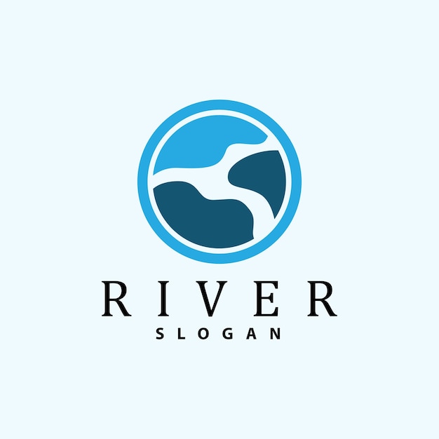 Rzeka Logo Design Rzeka Creek Wektor Ilustracja Rzeki Z Kombinacją Gór I Natury Produktu Marki