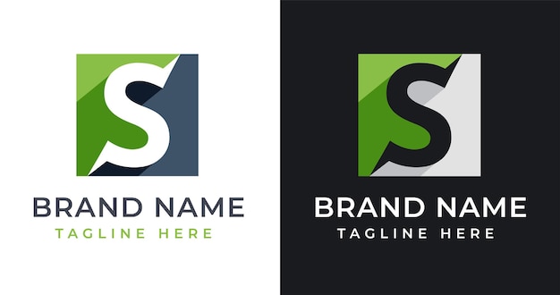 S Letter Logo Design Z Abstrakcyjnym Stylem Kwadratowym