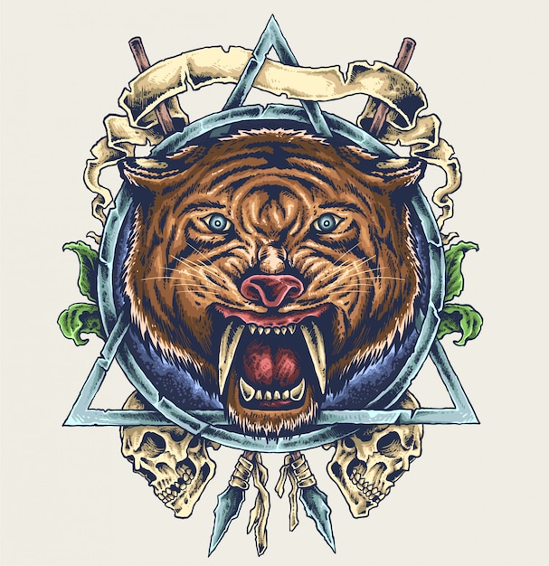 Sabertooth Tiger Skull Illustration