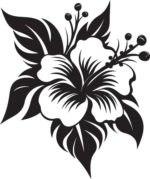 Sable Tropic Canvas Black Floral Vector Enchantmenttwilight Hibiscus Melody Vectorized Tropical