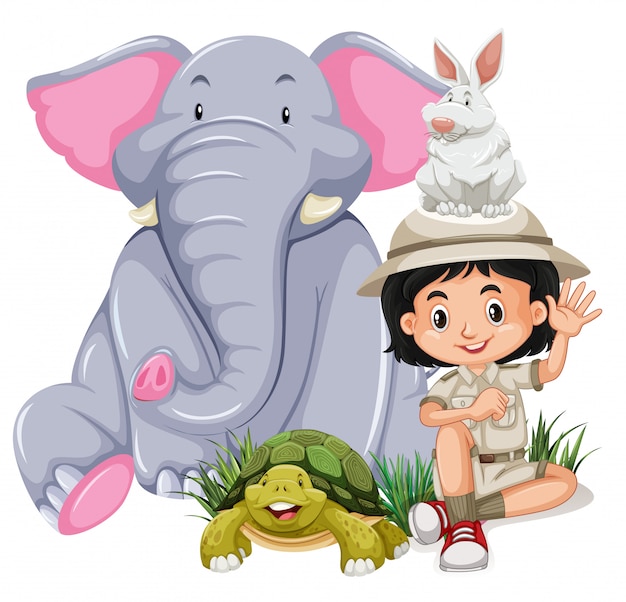 Safari Girl With Happy Animal