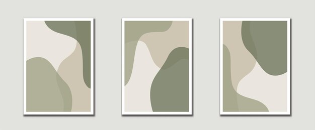 Sage Green Mid Century Modern Art Prints Z Organicznym Naturalnym Kształtem