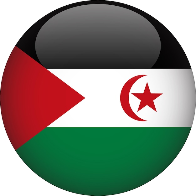 Sahrawi Arabska Republika Demokratyczna 3d Zaokrąglony Przycisk Flagi