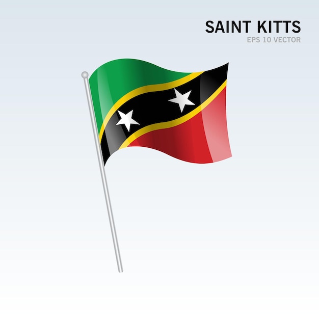 Saint Kitts macha flagą na szarym tle