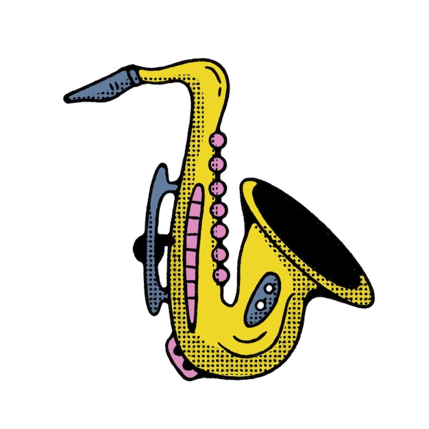 Saksofon Clip Art Ilustracji Wektorowych Design W Stylu Vintage.