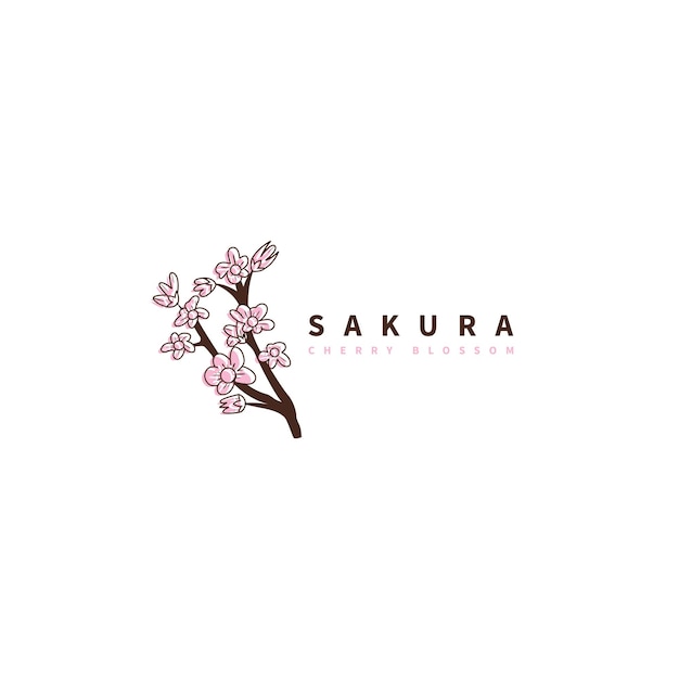 Sakura japoński kwiat logo projekt ilustracja wektorowa kwiat wiśni