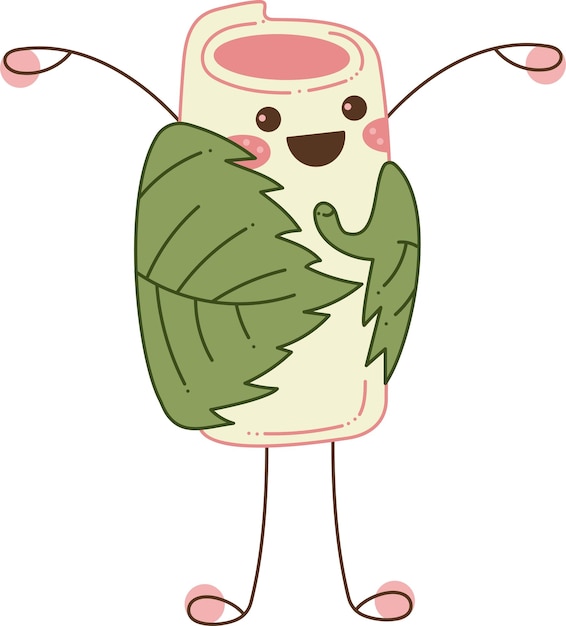 Sakura mochi charakter9 Śliczne sakura mochi znaków Doodle ilustracja kreskówka wektor