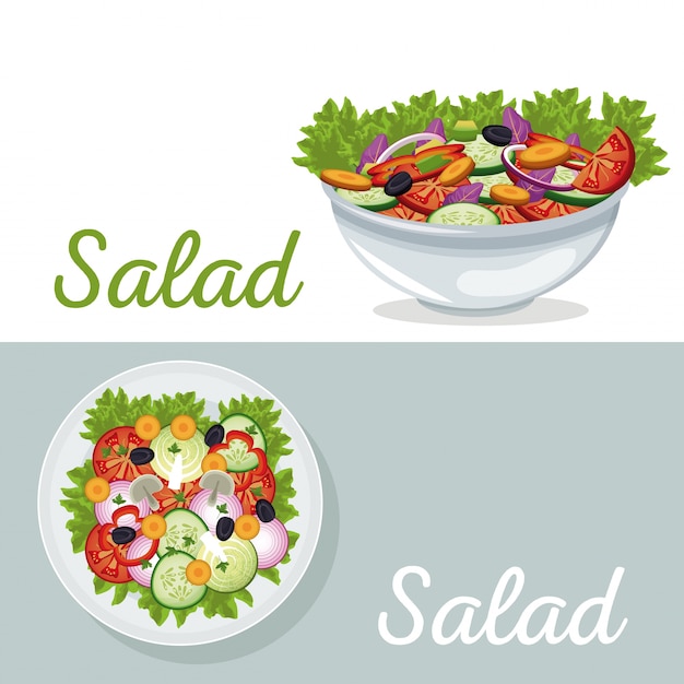Plik wektorowy sałatka warzywa odżywianie kolacja plakat