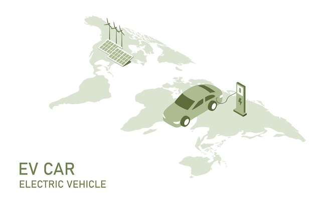 Samochód Elektryczny Samochód Ev ładujący Akumulator Na Stacji ładowania Elektrycznego Zrównoważona Zielona Energia
