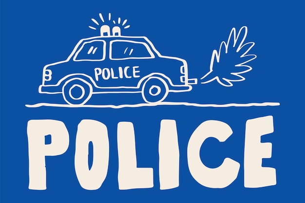 Samochód Policyjny Doodle Projekt Ilustracji
