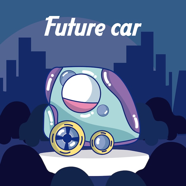 Samochód Przyszłości Nad Panoramę Miasta