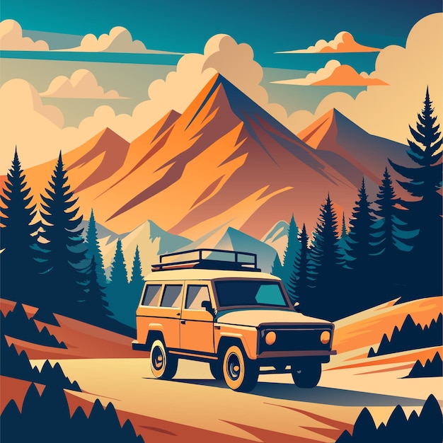 Plik wektorowy samochód terenowy jeep suv offroad ilustracja wektorowa kreskówka atv maszyna samochodowa