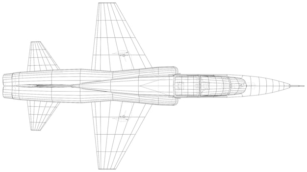 Plik wektorowy samolot odrzutowy szkic wektor 3d stylu model szkieletowy