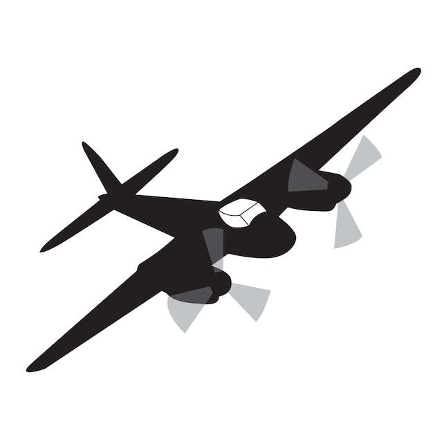 Plik wektorowy samolot wojenny w stylu vintage ze śmigłem sylwetka wektor wzór