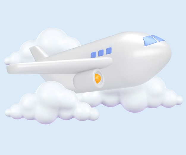 Plik wektorowy samolot z ikoną kreskówki chmury vector 3d render