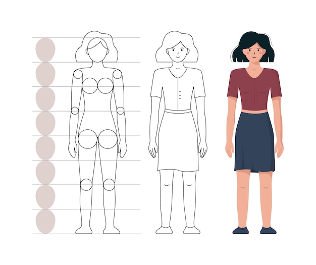 Plik wektorowy samouczek do rysowania proporcji i anatomii człowieka