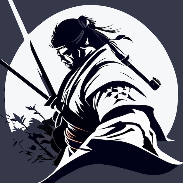 Plik wektorowy samurai concept design biały tło styl yoji shinkawa uplight ilustracja wektorowa