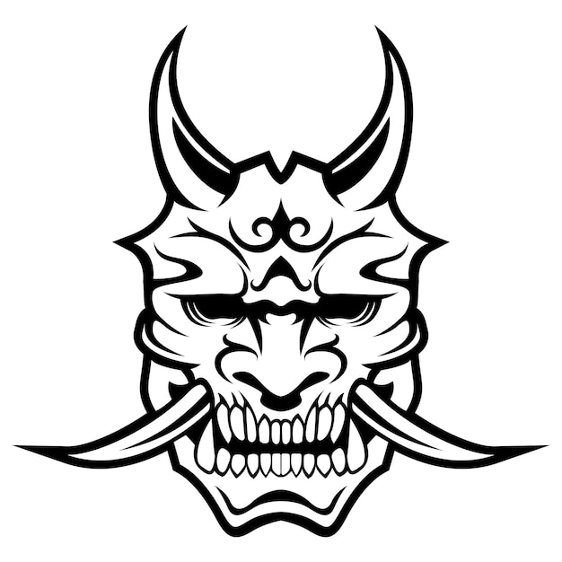 Samuraj Ronin Maska Czarno-biały Wektor Logo Ikona Symbol Vintage Szablon