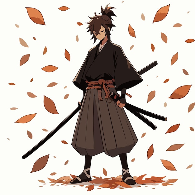 Plik wektorowy samurajski styl anime w formie wektorowej