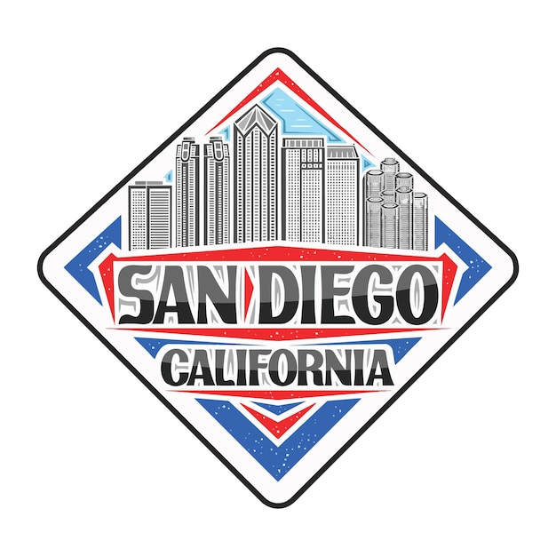 San Diego Skyline Punkt Orientacyjny Flaga Naklejka Godło Odznaka Pamiątka Z Podróży Ilustracja