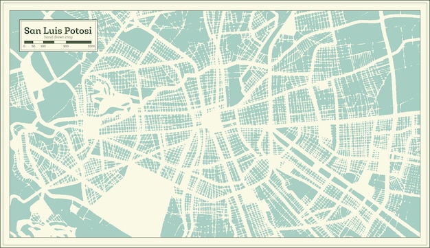 San Luis Potosi Mapa Meksyku W Stylu Retro Mapa Konturowa