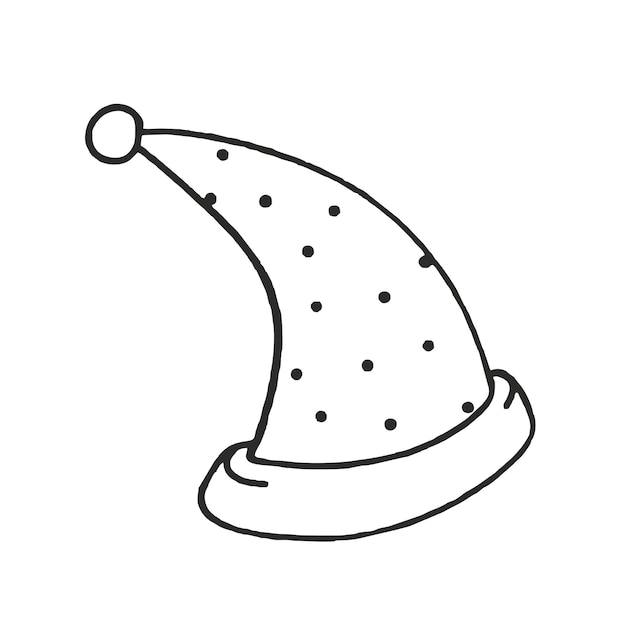 Santa Hat Wektor Ilustracja Doodle Na Białym Tle Boże Narodzenie