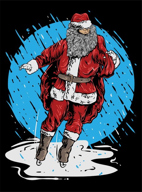 Santa łyżwiarstwo Ilustracja Wektorowa Sztuki