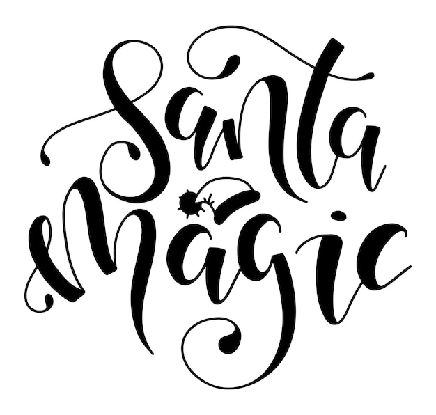 Santa Magic Czarny Tekst Na Boże Narodzenie I Szczęśliwego Nowego Roku