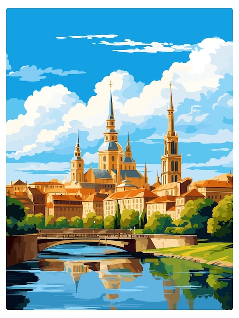 Plik wektorowy saragossa hiszpania vintage plakat podróżniczy pamiątkowa pocztówka portret malarstwo wpa ilustracja