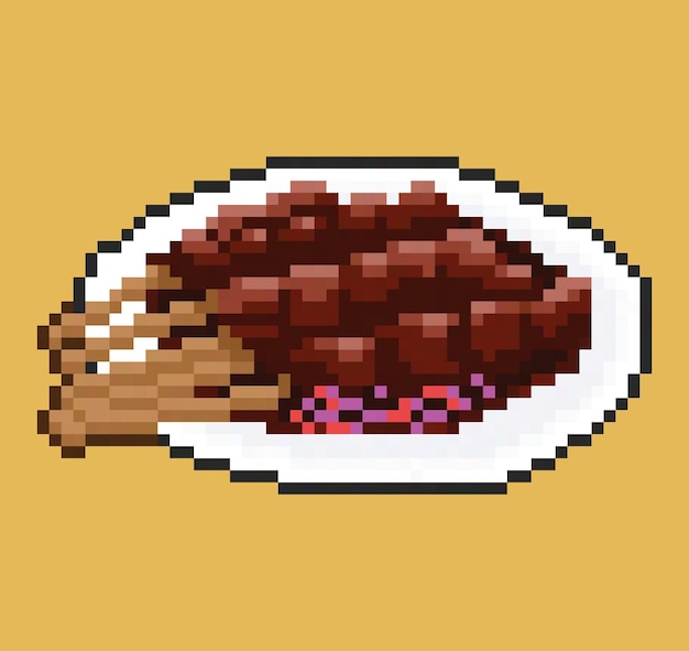 Satay Pixel Art, Kurczak Satay Pixel Art, Satay, Sate