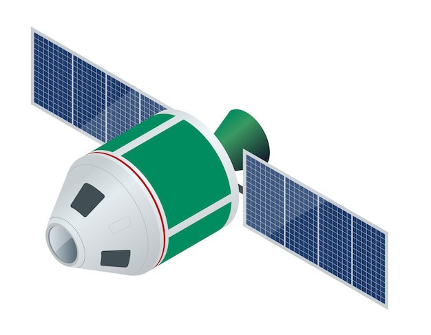 Satelita Gps. Izometryczne Ilustracji Wektorowych Płaski. Bezprzewodowa Technologia Satelitarna. światowa Sieć Globalna. Używane Do Układu Przepływu Pracy, Gry, Diagramu, Opcji Liczbowych, Projektowania Stron Internetowych I Infografik