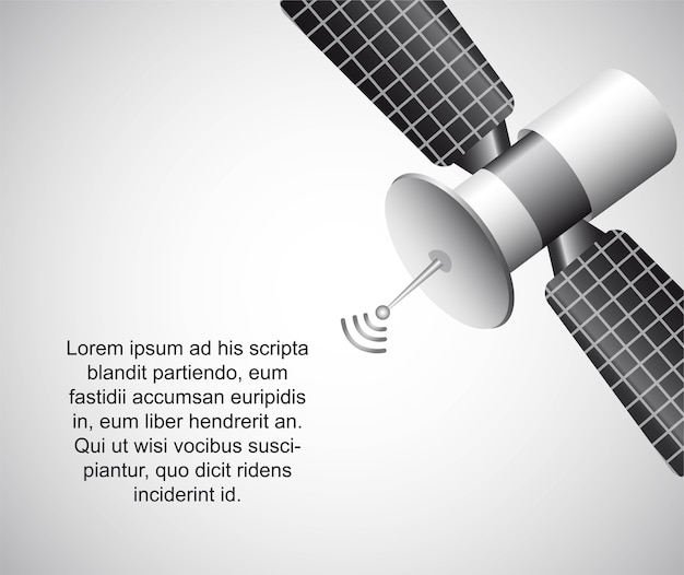 Satelita Nad Szarym Tłem Z Przestrzenią Dla Odbitkowego Wektoru